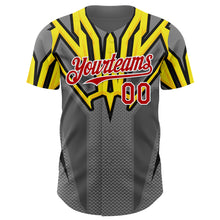 Load image into Gallery viewer, Custom Steel Gray Red White Yellow-Black 3D Pattern Design Car Racing Formula Auto Motorsport Authentic Baseball Jersey
