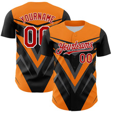 Load image into Gallery viewer, Custom Black Red White Bay Orange-Gray 3D Pattern Design Car Racing Formula Auto Motorsport Authentic Baseball Jersey
