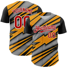 Load image into Gallery viewer, Custom Black Red White Yellow-Gray 3D Pattern Design Car Racing Formula Auto Motorsport Authentic Baseball Jersey
