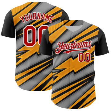 Custom Black Red White Yellow-Gray 3D Pattern Design Car Racing Formula Auto Motorsport Authentic Baseball Jersey