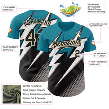 Charger l'image dans la galerie, Custom Teal Black Cream White-Gray 3D Pattern Design Car Racing Formula Auto Motorsport Authentic Baseball Jersey

