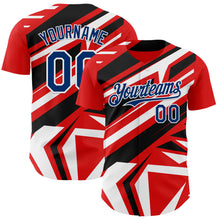 Laden Sie das Bild in den Galerie-Viewer, Custom Red USA Navy Blue White-Black 3D Pattern Design Car Racing Formula Auto Motorsport Authentic Baseball Jersey
