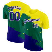 Загрузить изображение в средство просмотра галереи, Custom Yellow Dark Purple Green-White Brazil Splash Performance T-Shirt
