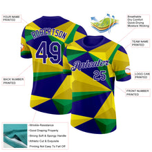 Загрузить изображение в средство просмотра галереи, Custom Yellow Dark Purple Green-White Brazil Geometric Shape Performance T-Shirt
