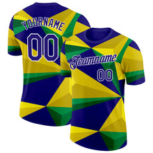 Загрузить изображение в средство просмотра галереи, Custom Yellow Dark Purple Green-White Brazil Geometric Shape Performance T-Shirt
