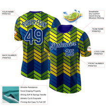 Load image into Gallery viewer, Custom Blue US Navy Blue Yellow Green-White Brazil Zigzag Geometric Shape Performance T-Shirt
