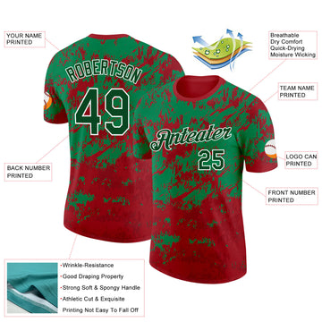 Custom Red Green-White Morocco Splatter Performance T-Shirt