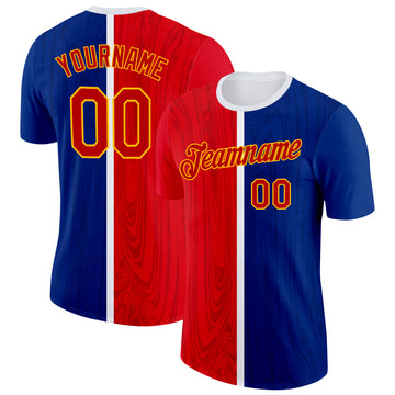 Custom Blue Red Gold-White Haiti Subtle Performance T-Shirt