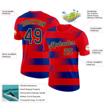 Custom Red Royal-Gold Haiti Dot Performance T-Shirt