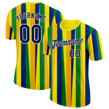 Laden Sie das Bild in den Galerie-Viewer, Custom Gold Navy Blue Green-White Brazil Stripe Performance T-Shirt
