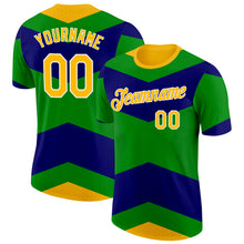 Load image into Gallery viewer, Custom Green Gold Blue-White Brazil Geometric Shape Performance T-Shirt

