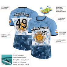 Charger l'image dans la galerie, Custom Blue Black-White Argentina Sun Geometric Shape Performance T-Shirt
