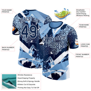 Custom Blue White Argentina Abstract Performance T-Shirt