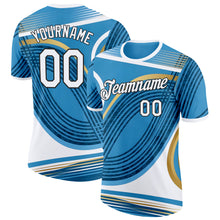 Charger l'image dans la galerie, Custom Blue White Vegas Gold-Black Argentina Line Performance T-Shirt
