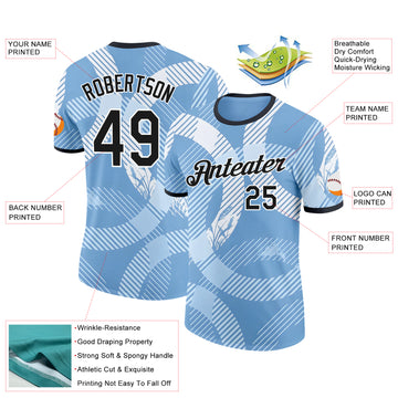 Custom Blue Black-White Argentina Line Performance T-Shirt