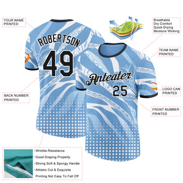 Custom Blue Black-White Argentina Ceibo Performance T-Shirt