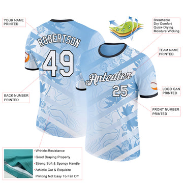 Custom Blue White-Black Argentina Ceibo Performance T-Shirt