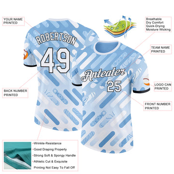 Custom Blue White-Black Argentina Ceibo Line Performance T-Shirt