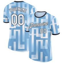 Загрузить изображение в средство просмотра галереи, Custom Blue White-Black Argentina Geometric Shape Performance T-Shirt
