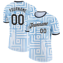 Load image into Gallery viewer, Custom Blue Black-White Argentina Geometric Shape Performance T-Shirt
