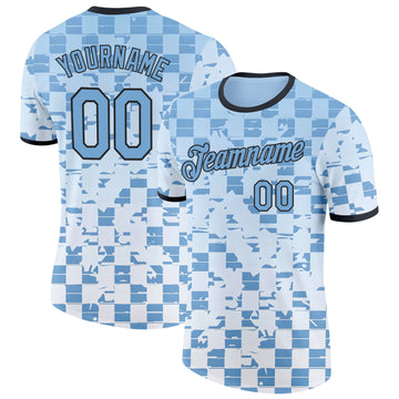 Custom Blue Black-White Argentina Abstract Geometric Performance T-Shirt