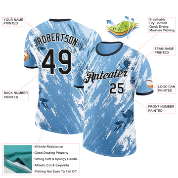 Custom Blue Black-White Argentina Splash Performance T-Shirt