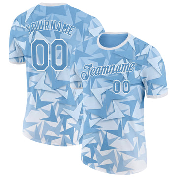 Custom Blue White Argentina Abstract Geometric Performance T-Shirt