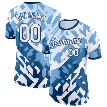 Custom Blue White Argentina Abstract Geometric Performance T-Shirt