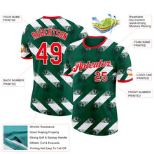 Laden Sie das Bild in den Galerie-Viewer, Custom Green Fire Red-White Algeria Distressed Diagonal Stripe Performance T-Shirt
