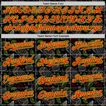 Charger l'image dans la galerie, Custom Black Fire Red-Neon Green 3D Pattern Design Foodie Mexican Food Doodles Authentic Baseball Jersey
