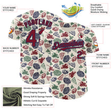 Load image into Gallery viewer, Custom Cream Crimson-Navy 3D Pattern Design Foodie Italian Food Doodles Authentic Baseball Jersey
