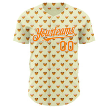 Load image into Gallery viewer, Custom Yellow Bay Orange-White 3D Pattern Design Foodie Heartshaped Waffles Sweets Authentic Baseball Jersey
