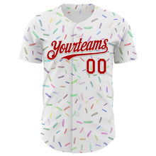 Load image into Gallery viewer, Custom White Red 3D Pattern Design Foodie Candy Sweets Authentic Baseball Jersey
