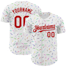 Load image into Gallery viewer, Custom White Red 3D Pattern Design Foodie Candy Sweets Authentic Baseball Jersey
