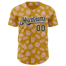 Charger l'image dans la galerie, Custom Yellow Black-White 3D Pattern Design Foodie Fast Food Doodles Authentic Baseball Jersey
