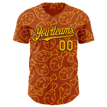 Load image into Gallery viewer, Custom Texas Orange Gold-Black 3D Pattern Design Foodie Fast Food Fried Chicken Authentic Baseball Jersey
