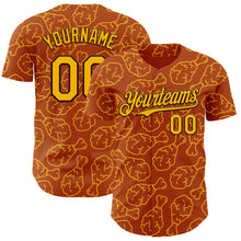 Load image into Gallery viewer, Custom Texas Orange Gold-Black 3D Pattern Design Foodie Fast Food Fried Chicken Authentic Baseball Jersey
