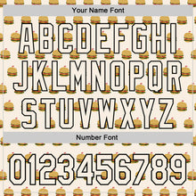 Charger l'image dans la galerie, Custom Cream Black 3D Pattern Design Foodie Fast Food Hamburgers Authentic Baseball Jersey
