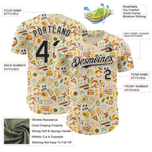 Load image into Gallery viewer, Custom Cream Black 3D Pattern Design Foodie Abstract Doodles Authentic Baseball Jersey
