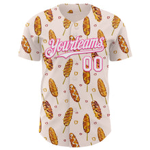 Charger l'image dans la galerie, Custom Light Pink White-Pink 3D Pattern Design Foodie Asian Corndog Authentic Baseball Jersey
