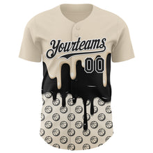 Load image into Gallery viewer, Custom Cream Black-White 3D Pattern Design Foodie Dripping Ice Cream Authentic Baseball Jersey
