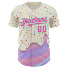 Load image into Gallery viewer, Custom Cream Pink-Ice Blue 3D Pattern Design Foodie Dripping Ice Cream Authentic Baseball Jersey
