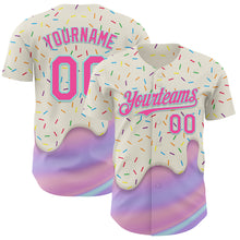 Load image into Gallery viewer, Custom Cream Pink-Ice Blue 3D Pattern Design Foodie Dripping Ice Cream Authentic Baseball Jersey
