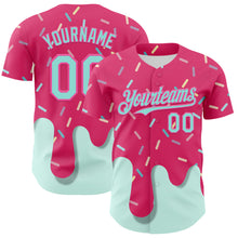 Load image into Gallery viewer, Custom Pink Ice Blue 3D Pattern Design Foodie Dripping Ice Cream Authentic Baseball Jersey
