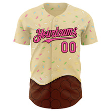 Load image into Gallery viewer, Custom Yellow Pink-Brown 3D Pattern Design Foodie Dripping Ice Cream Authentic Baseball Jersey
