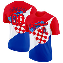 Load image into Gallery viewer, Custom Fire Red US Navy Blue White-Blue Croatia Flag Performance T-Shirt
