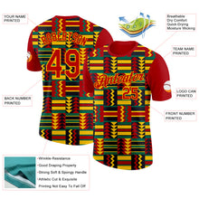 Load image into Gallery viewer, Custom Red Yellow Kelly Green-Black Ghana Geometric Performance T-Shirt
