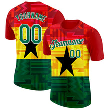 Загрузить изображение в средство просмотра галереи, Custom Red Kelly Green White Yellow-Black Ghana Flag Performance T-Shirt
