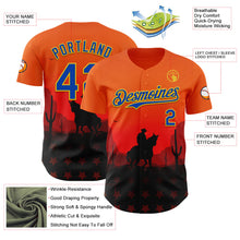 Load image into Gallery viewer, Custom Orange Thunder Blue-Yellow Texas Cowboy City Edition Authentic Baseball Jersey
