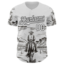 Load image into Gallery viewer, Custom White Black Texas Cowboy Landscape City Edition Authentic Baseball Jersey
